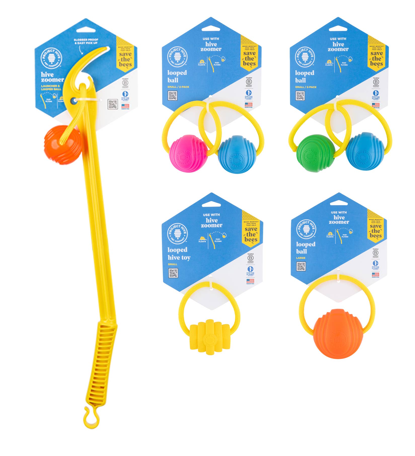 Project Hive Hive Zoomer Dog Toy Launcher & Looped Ball Combo Pack