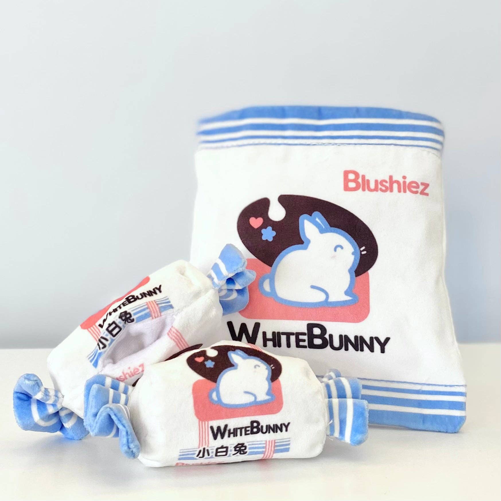 Blushiez - White Bunny Candy Interactive/Nosework 3 Piece Dog Toy: Small