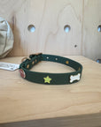 Furei Pets - Football, Bone & Star Custom Collar - Forest Green