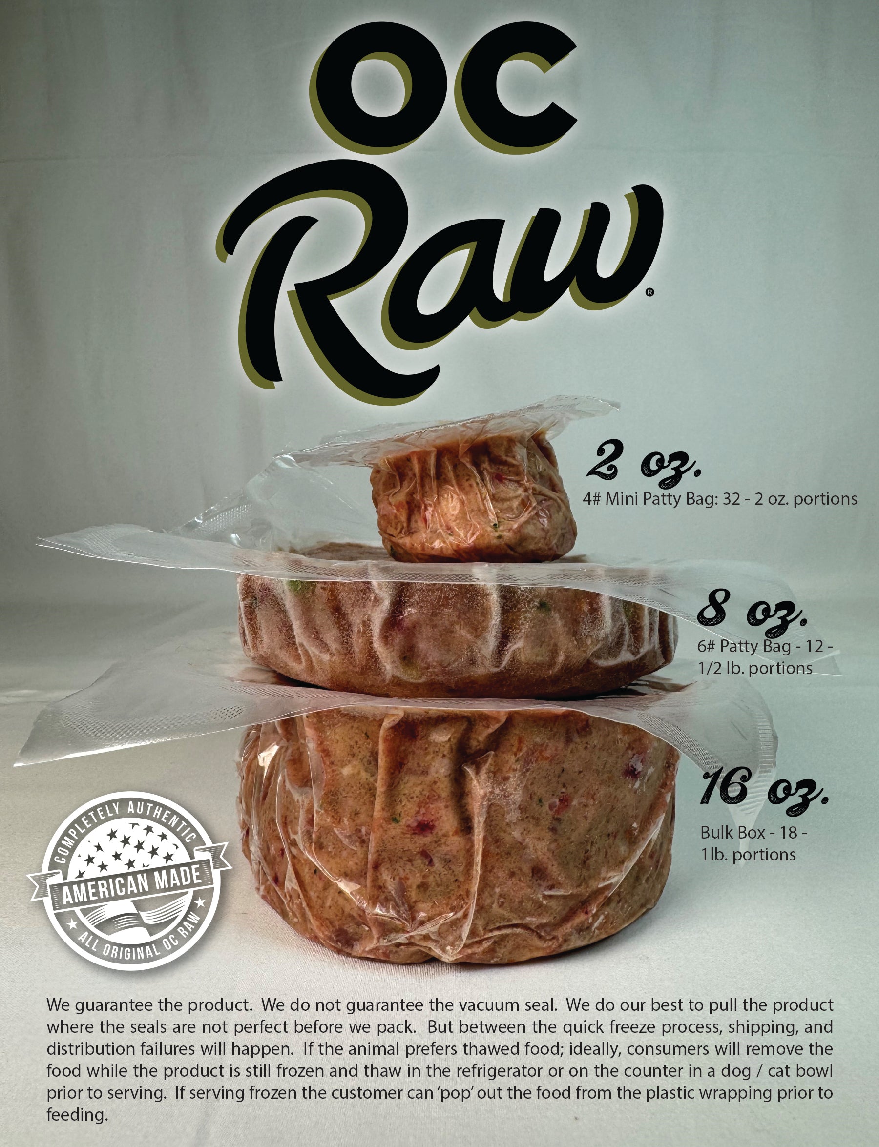 OC Raw Frozen Lamb &amp; Produce