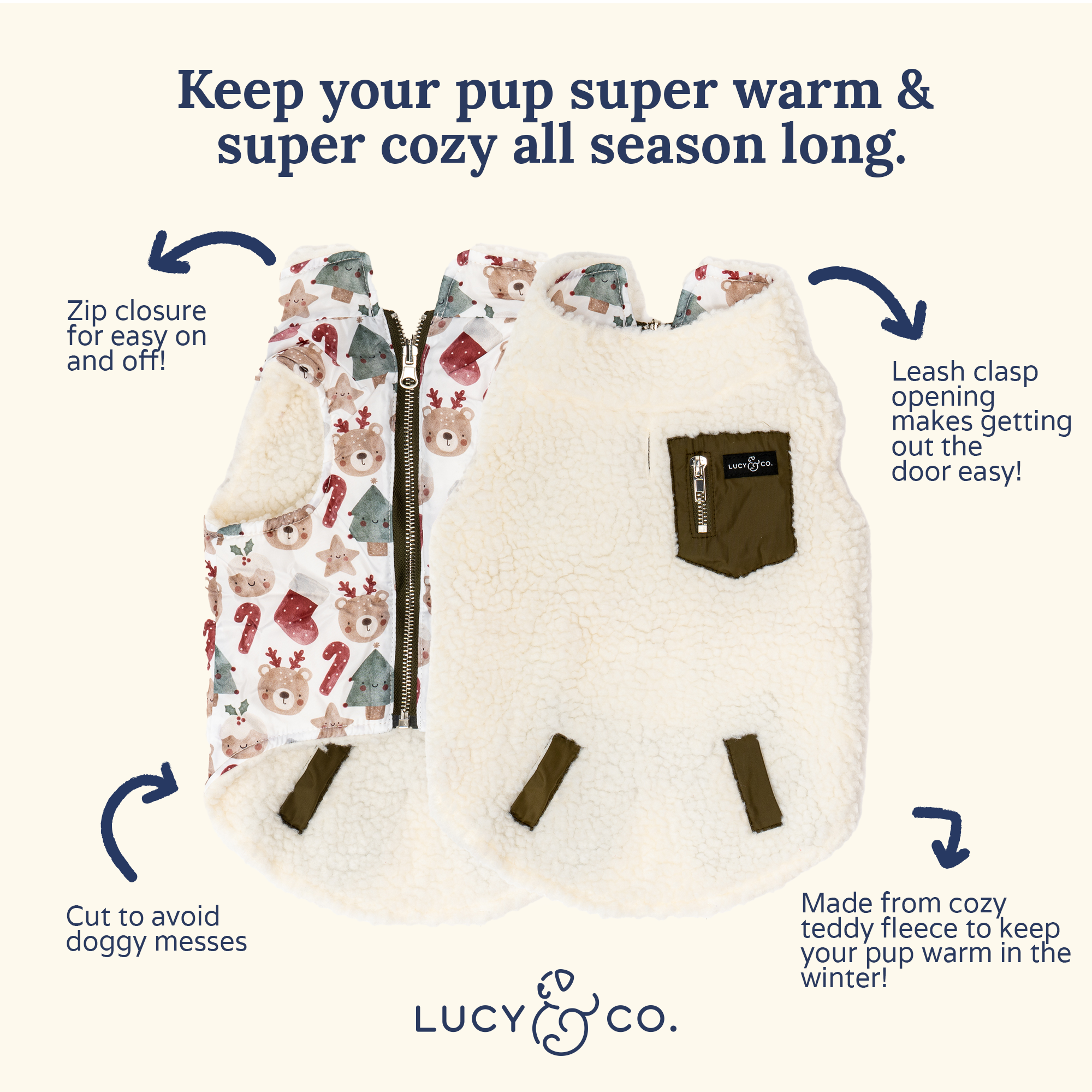 Lucy & Co. - The Jingle Bells Reversible Teddy Vest