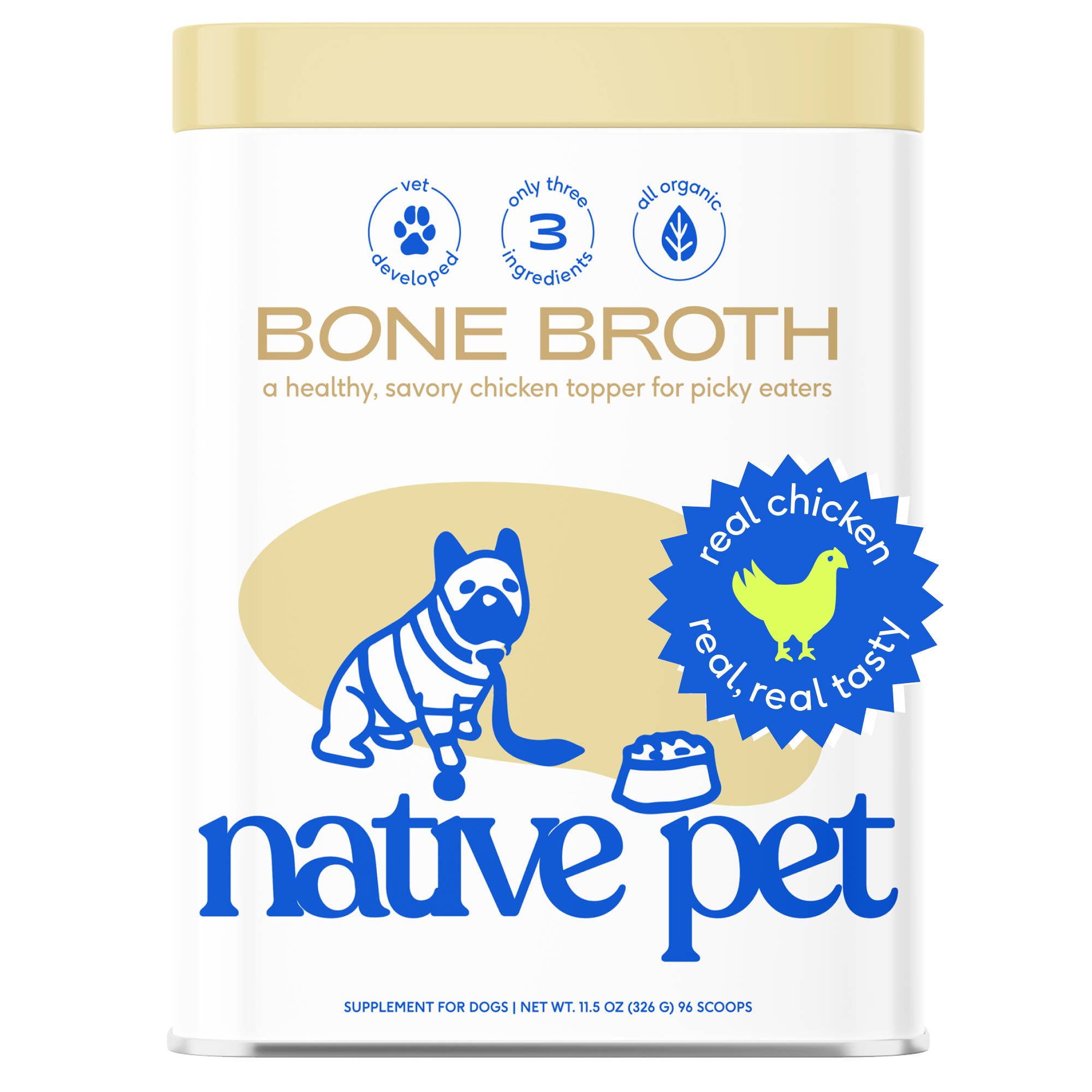 Native Pet - Organic Chicken Bone Broth Powder, Grain-Free Food Topper