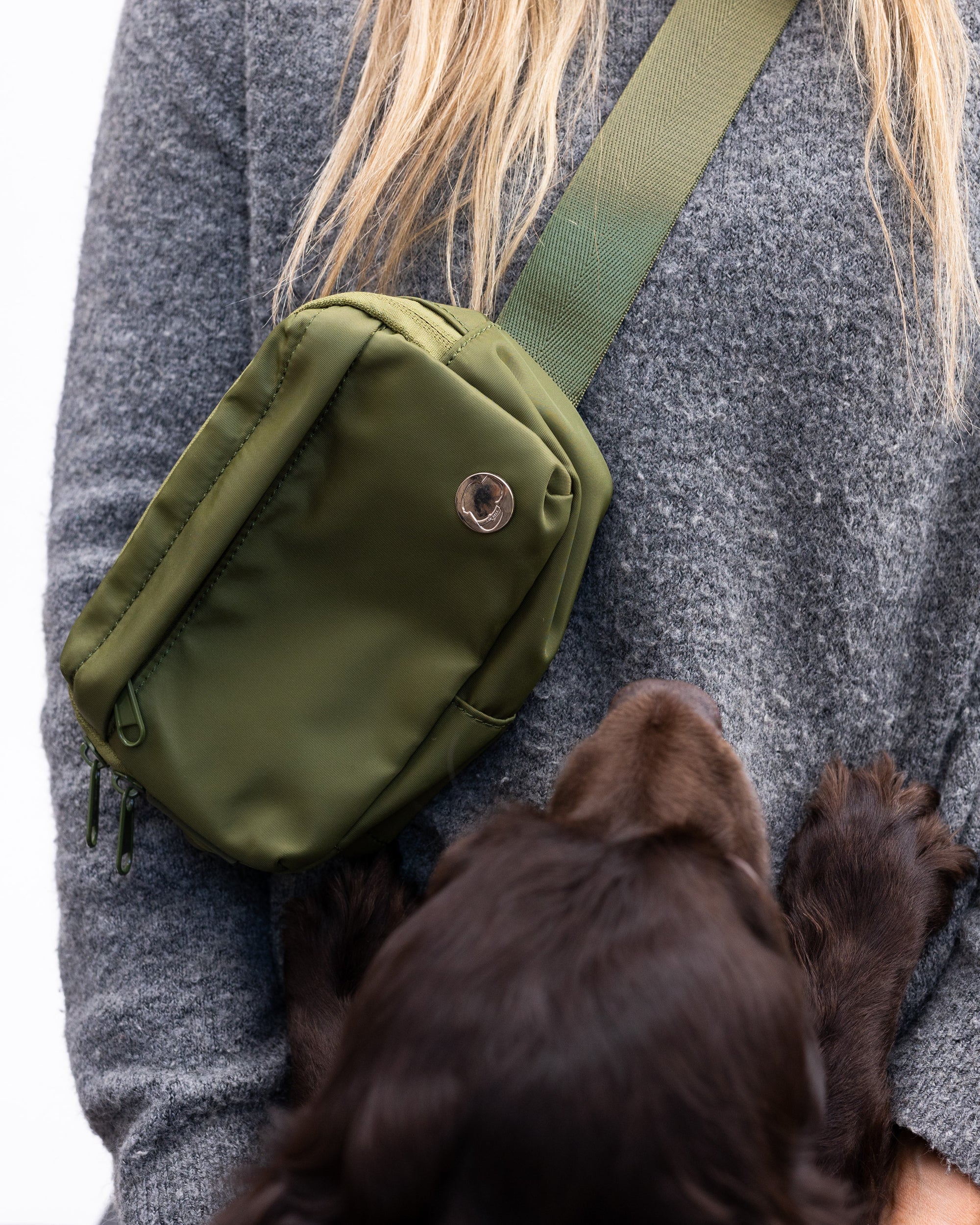 Monochrome Belt Bag with Discrete Poop Bag Dispenser